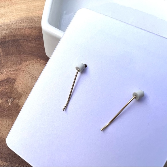 Pink and Gold Floral Dangle Drop Earrings - Picture 3 of 6